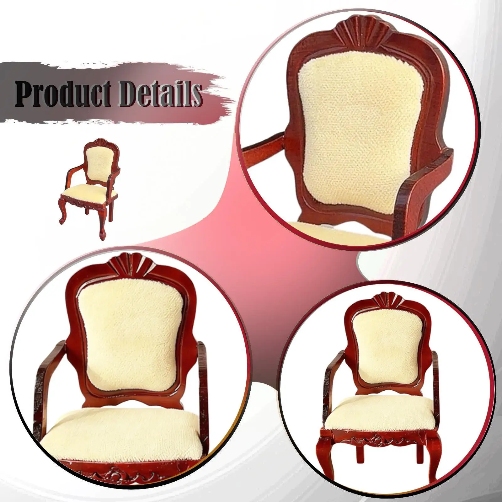 Silla para casa de muñecas vintage de madera hecha a mano - imagen 5