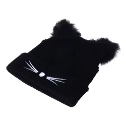 Gorro infantil de lana con orejas de gato – Cálido para invierno