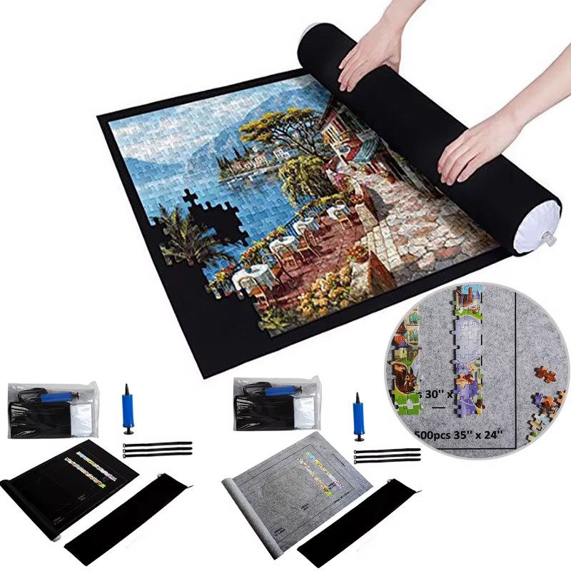 Alfombrilla puzzle enrollable de fieltro para niños: práctica y segura