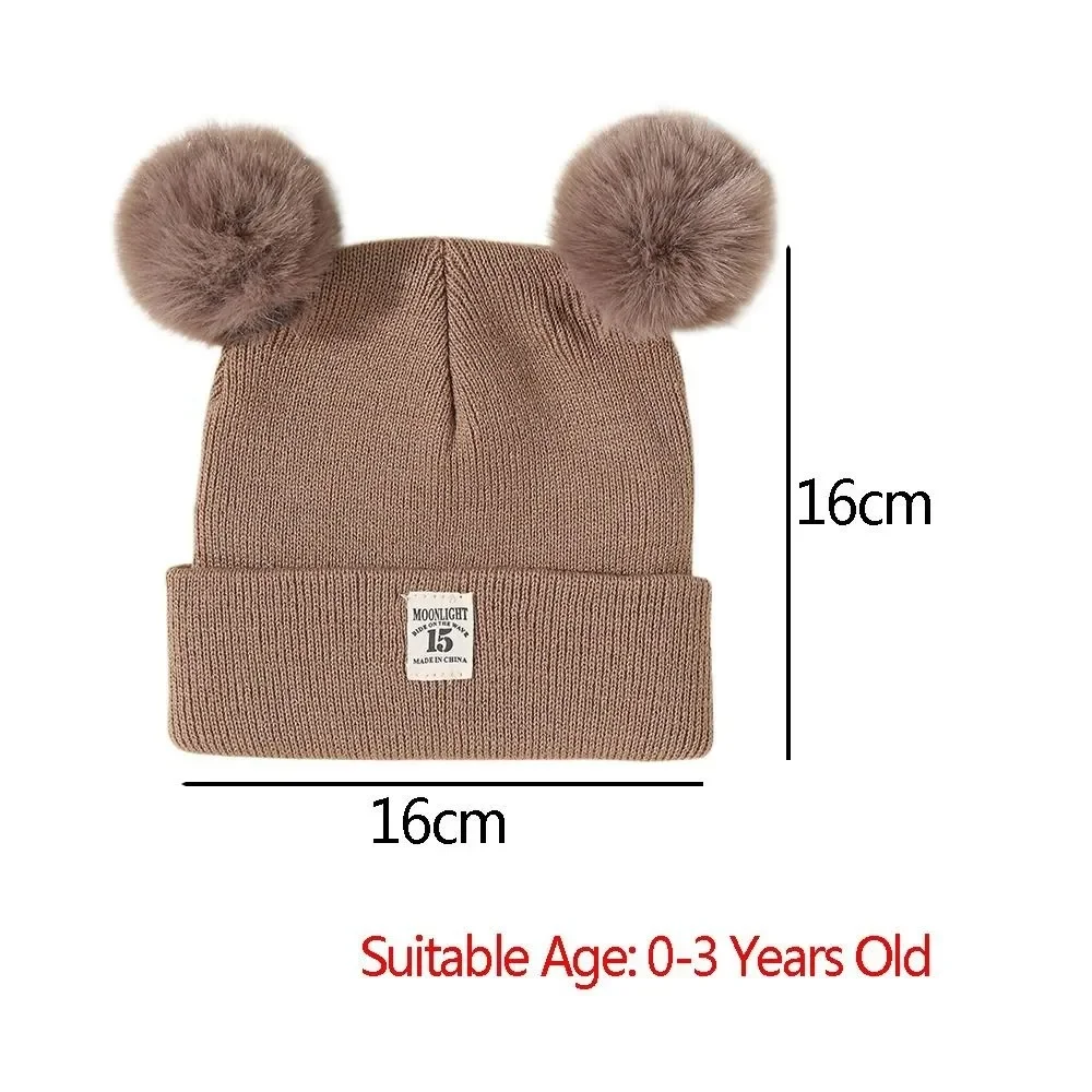 Gorro de lana de invierno para bebé con pompón y color liso unisex - imagen 3