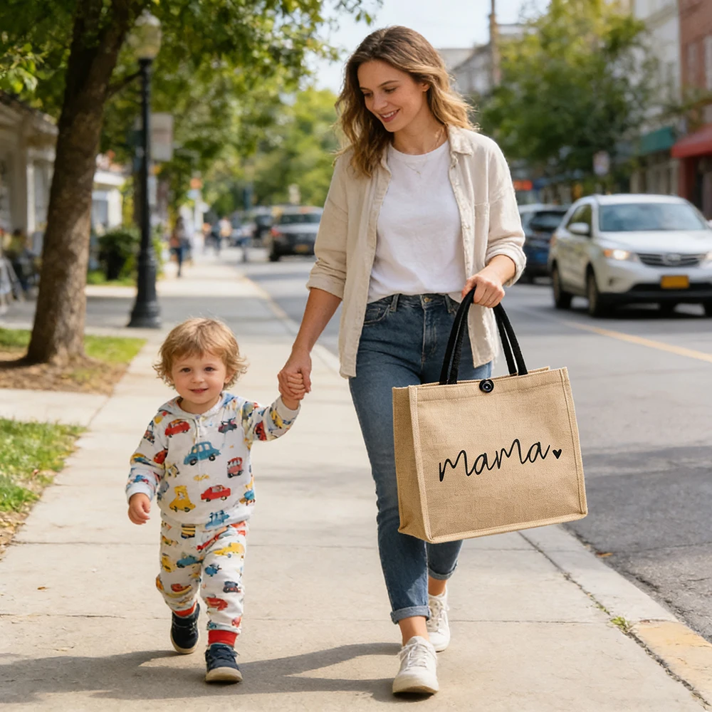Bolso de mano de lino con letras estampadas para mujer - imagen 5