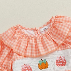 VISgogo Body bebé bordado de calabaza para niña, manga corta