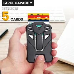Porta tarjetas retráctil con clip duro y ventana transparente
