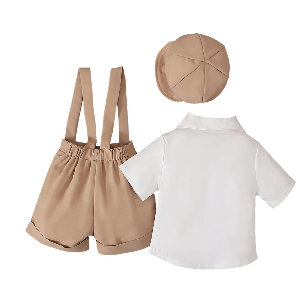 Conjunto verano niño con camiseta pantalón corto gorra algodón corbata - imagen 3