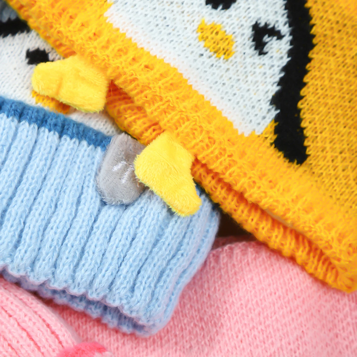 Gorro pingüino de punto grueso con orejeras y bufanda para niños - imagen 5