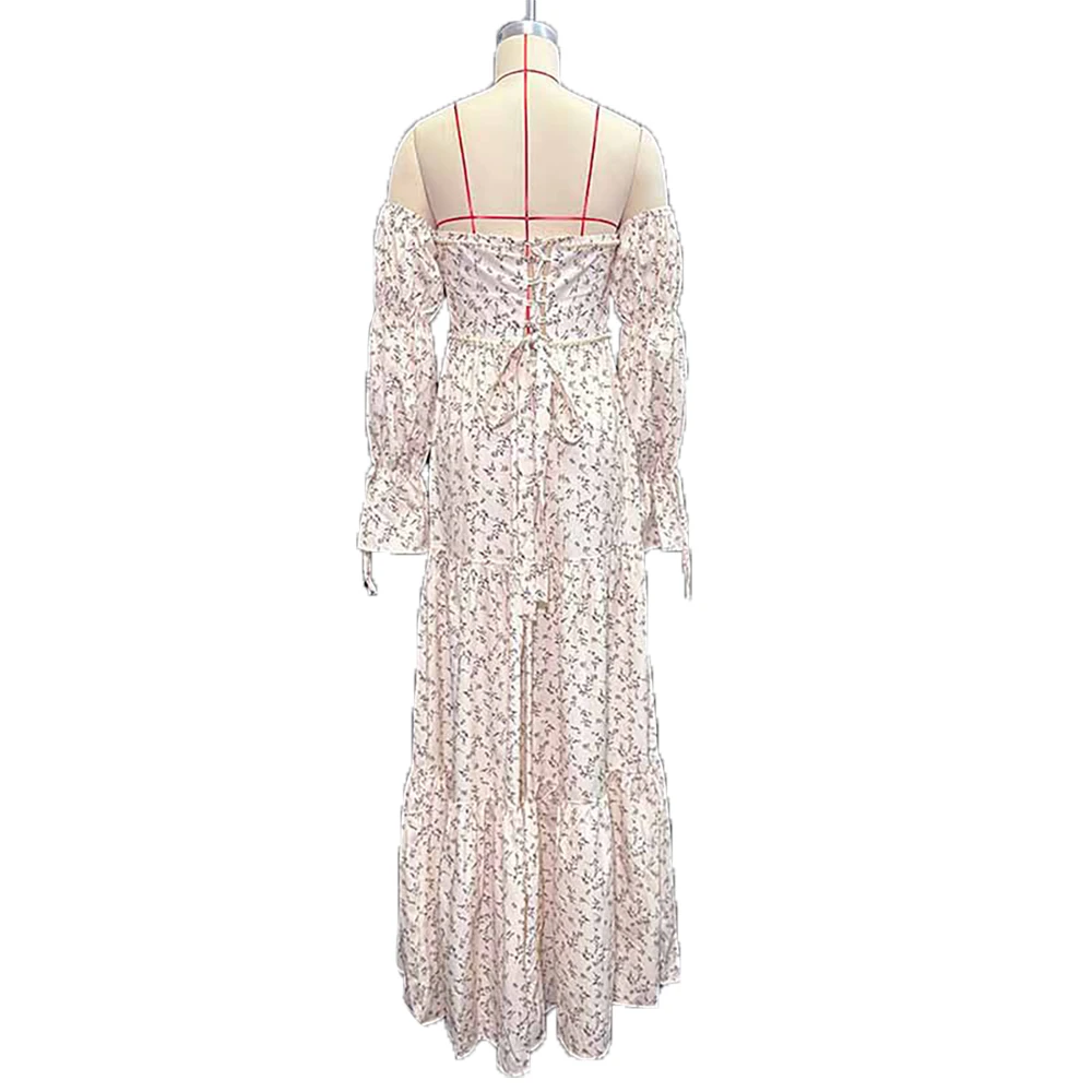 Vestido de maternidad floral bohemio de manga larga para fotos - imagen 3