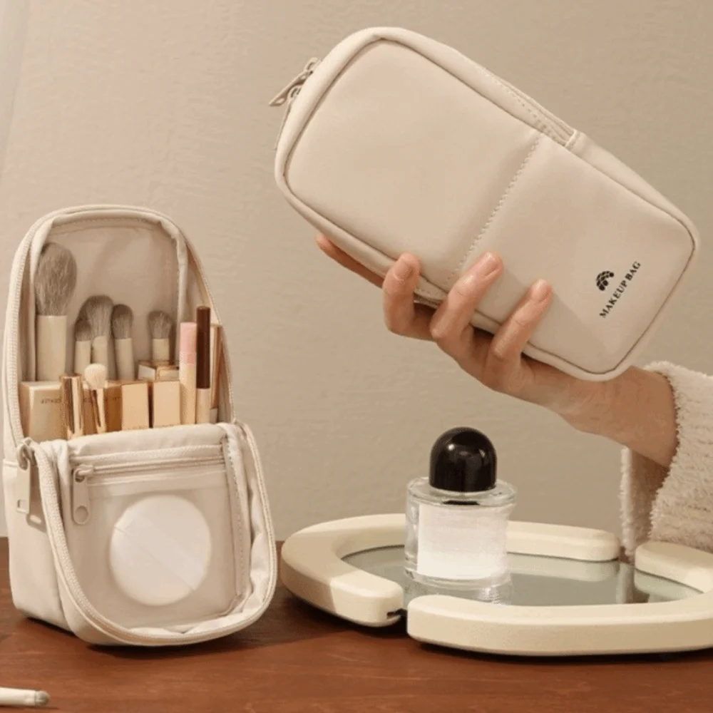 Bolsa de maquillaje impermeable PU con varios bolsillos para viaje
