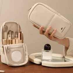 Bolsa de maquillaje impermeable PU con varios bolsillos para viaje