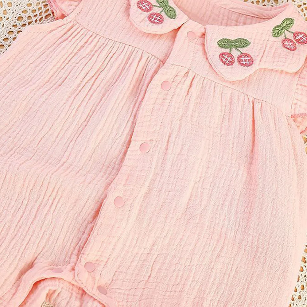 Mameluco de verano para niña con bordado y manga corta transpirable - imagen 4