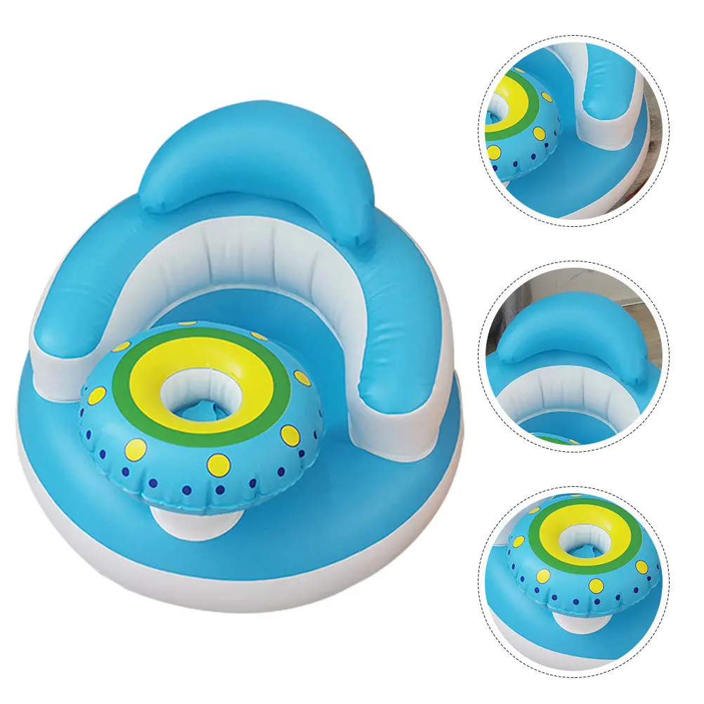 Asiento inflable para bebé de baño y ducha, azul cielo