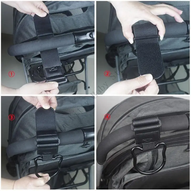 Gancho universal ajustable de cuero PU para cochecito y pañalera - imagen 3