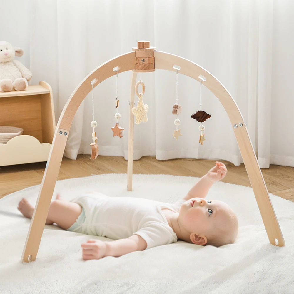 Gimnasio de madera para bebés – Juguete con colgantes sensoriales