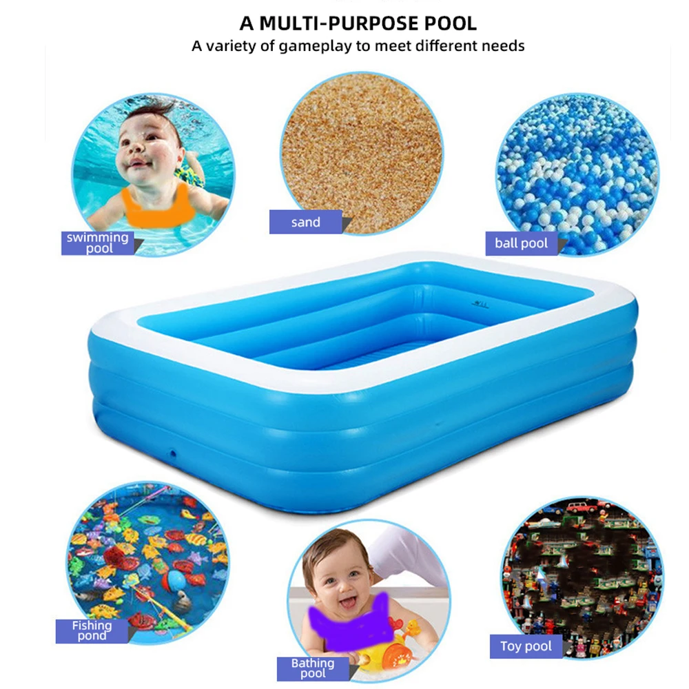 Piscina inflable rectangular de PVC para jardín y juegos acuáticos - imagen 4