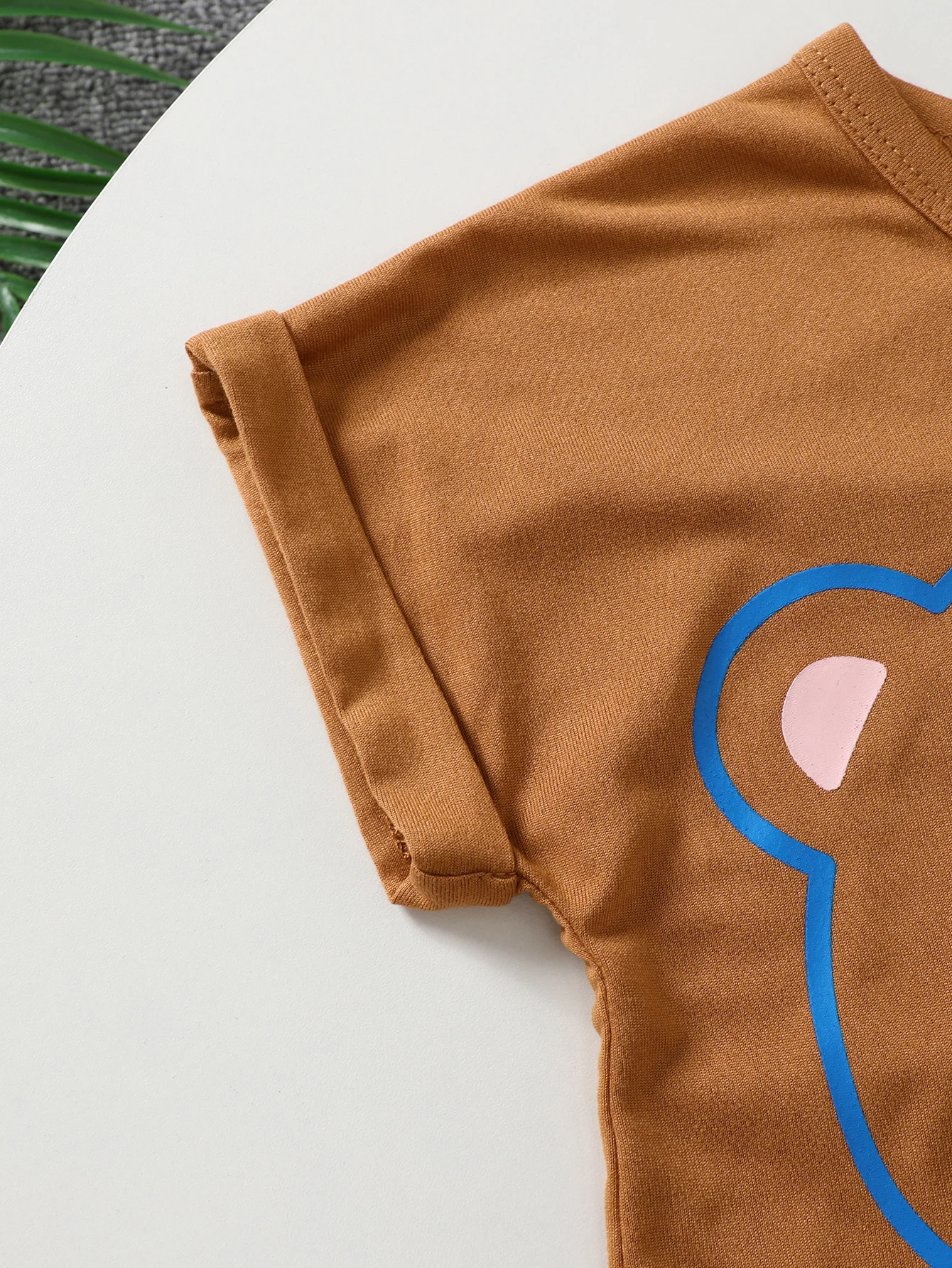 Conjunto bebé verano con camiseta manga corta de oso peluche suave - imagen 4