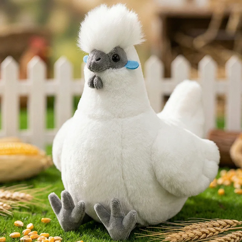 Peluche de pollo con pelo largo, suave dibujo animado para niños - imagen 3