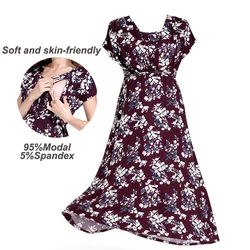 Vestido de lactancia modal con estampado floral y forma A verano