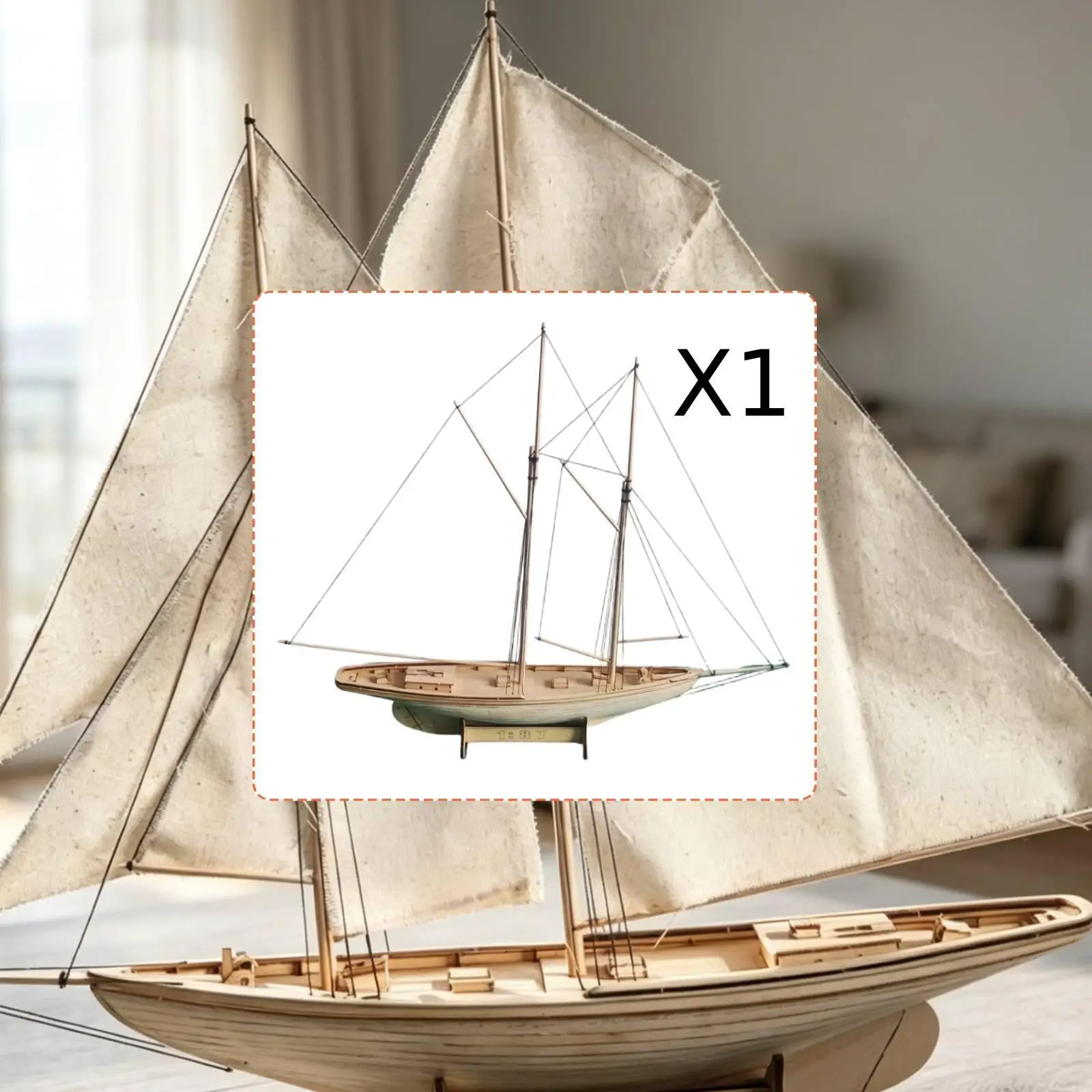 Maqueta de barco velero de madera para manualidades 3D - imagen 4