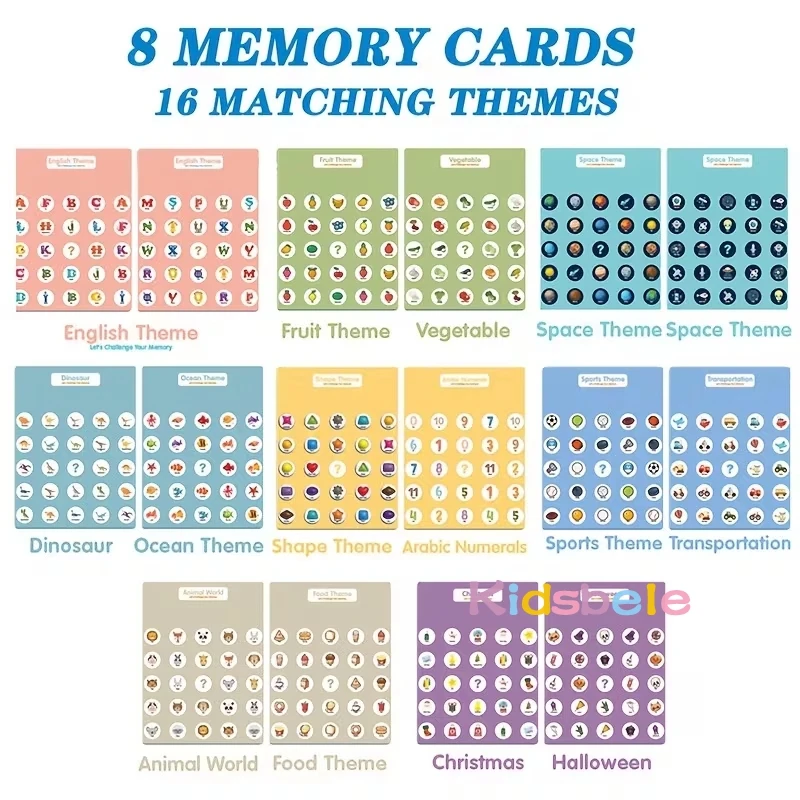 Juego de memoria de cartas volteables para niños – atención y concentración - imagen 4