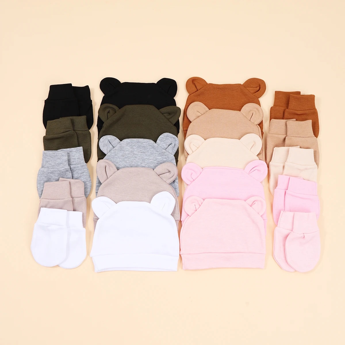 Gorro bebé y manoplas de algodón para niña – regalo de recién nacido - imagen 2