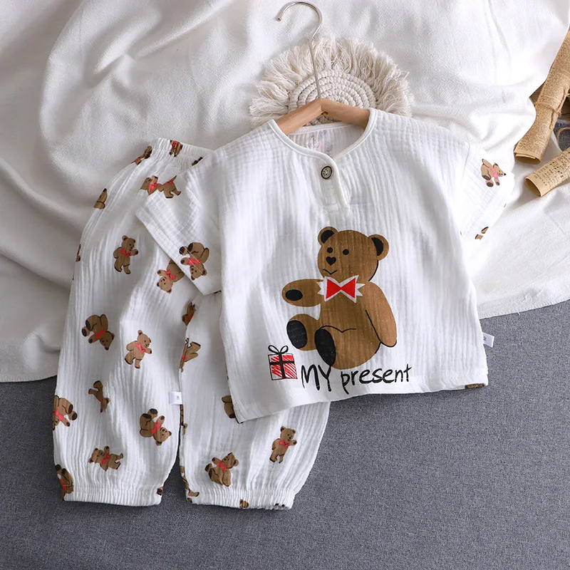 Pijama doble capa fino para verano algodón puro transpirable unisex ligero - imagen 5