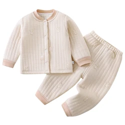 Conjunto bebé de invierno de algodón grueso con cárdigan animal