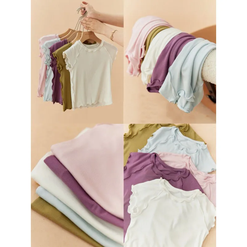 Camiseta de verano infantil transpirable de color liso para niños - imagen 5