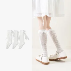 Calcetines altos finos y transpirables de malla para niñas princesa