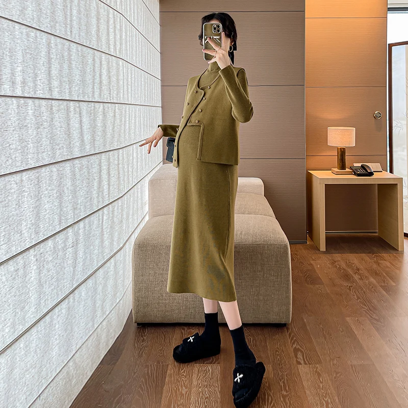 Conjunto premamá suéter y vestido de punto para otoño e invierno - imagen 3