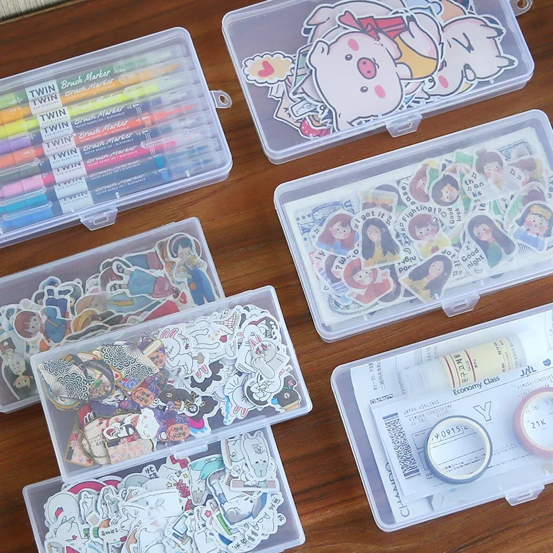 Caja organizadora transparente infantil para escritorio con tapa - imagen 3