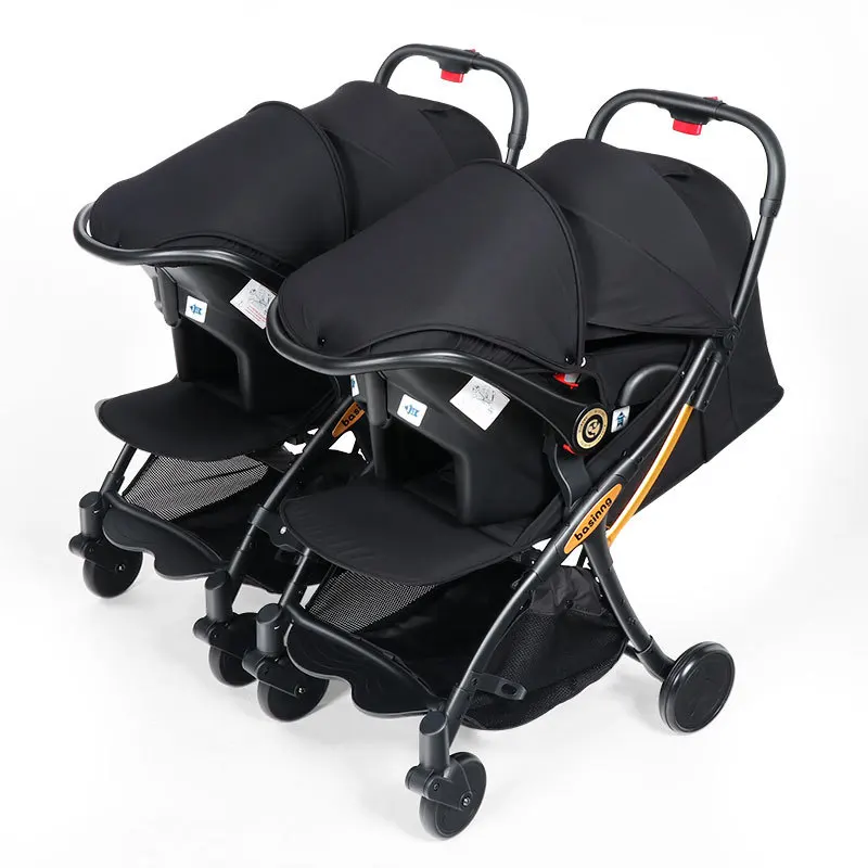 Cochecito gemelar ligero con absorción de impacto – Plegable 0-3 años - imagen 3