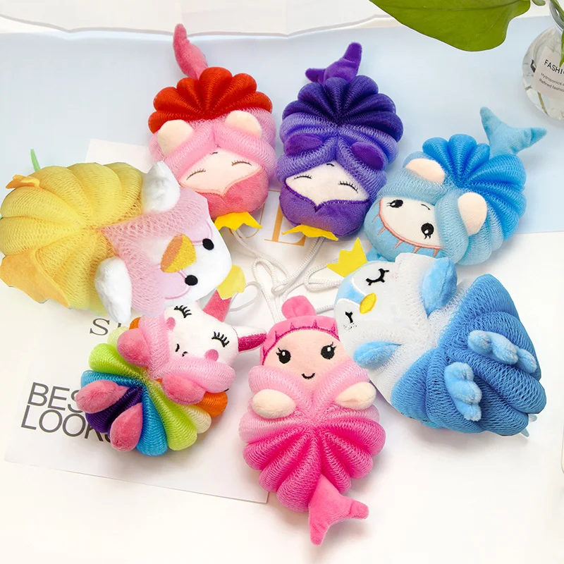 Esponja de baño de unicornio y sirena para niños – Bola de ducha y masaje - imagen 3