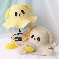 Sombrero de paja con orejas de conejo – Protección solar infantil