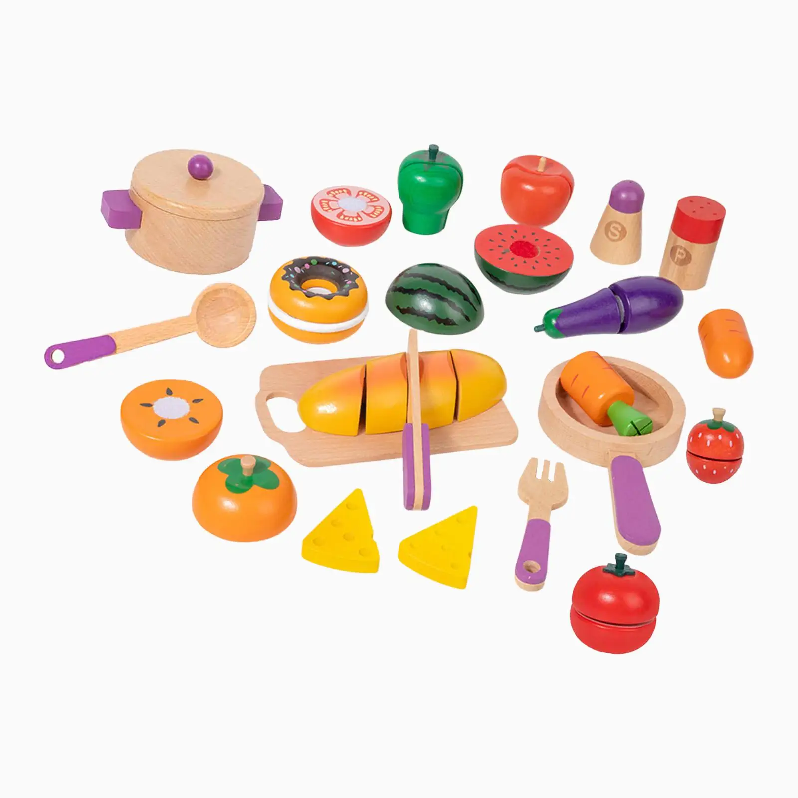 Juguete de cortar frutas y verduras en madera para cocina infantil - imagen 3