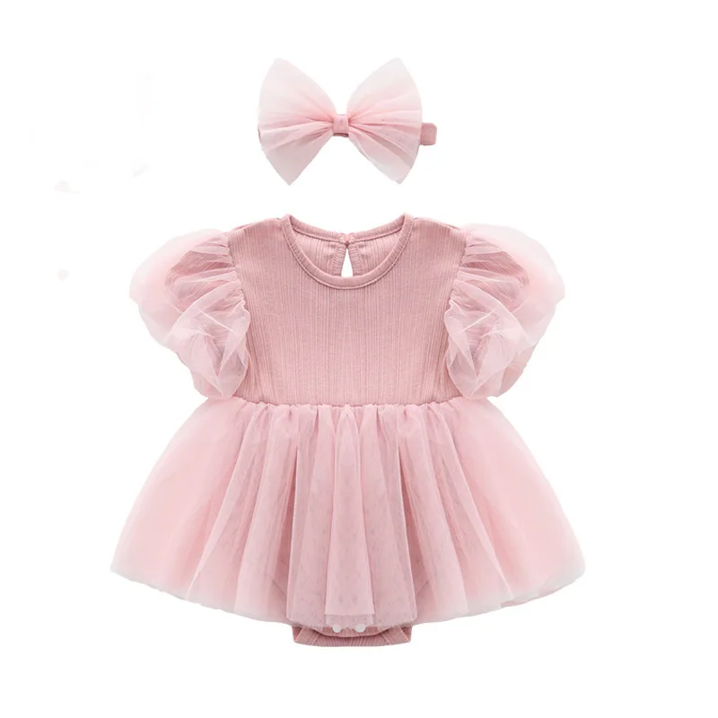 Mono de verano para niñas con diseño princesa y banda del pelo coreana - imagen 3
