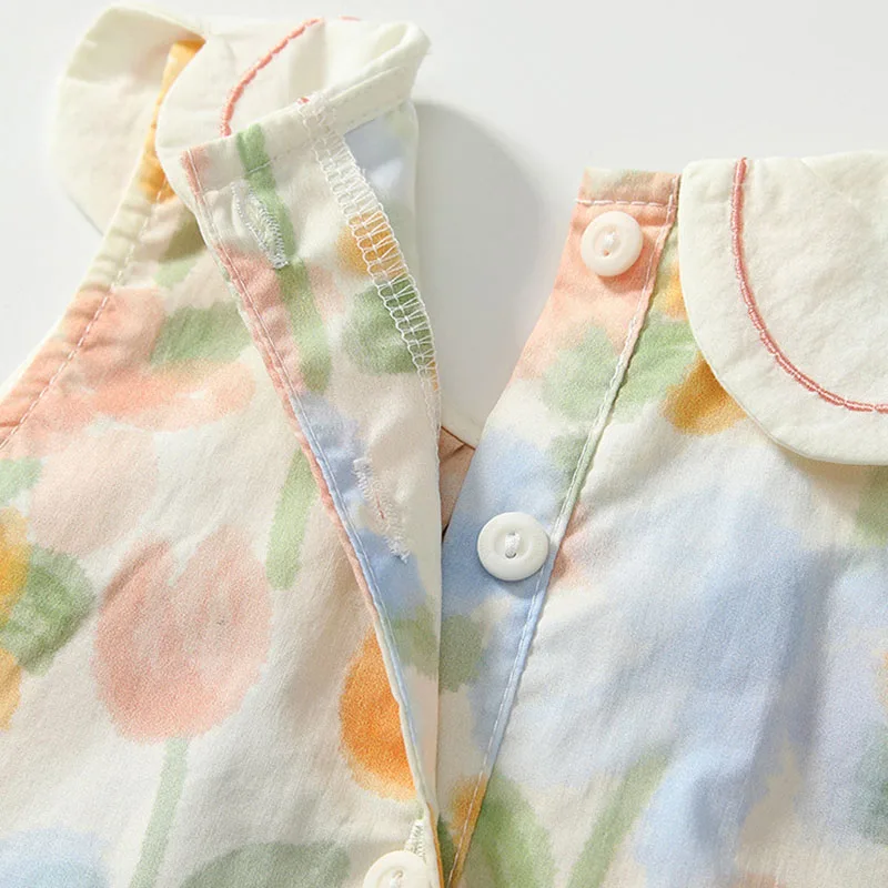 Vestido floral de algodón sin mangas para niña – Verano - imagen 2