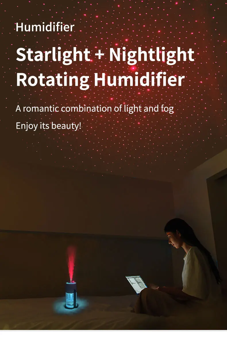 Humidificador de aire USB con proyección de cielo estrellado