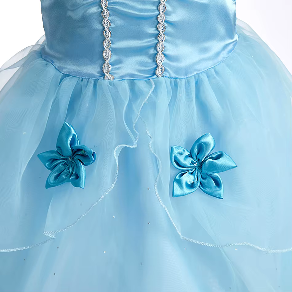 Vestido de ceremonia formal azul cielo para niñas pequeñas
