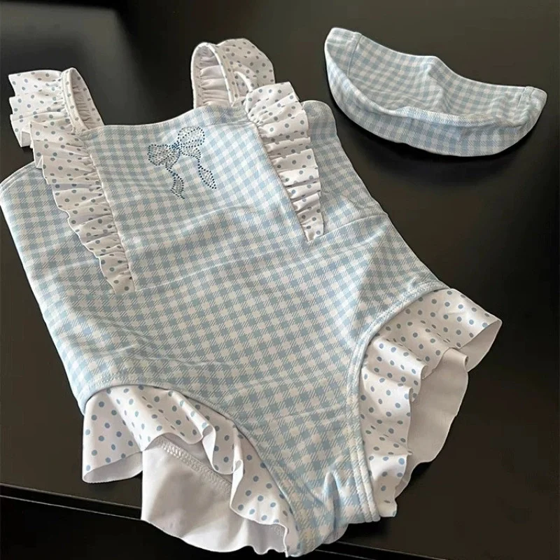 Bañador de una pieza para niña con encaje y pajarita - imagen 4