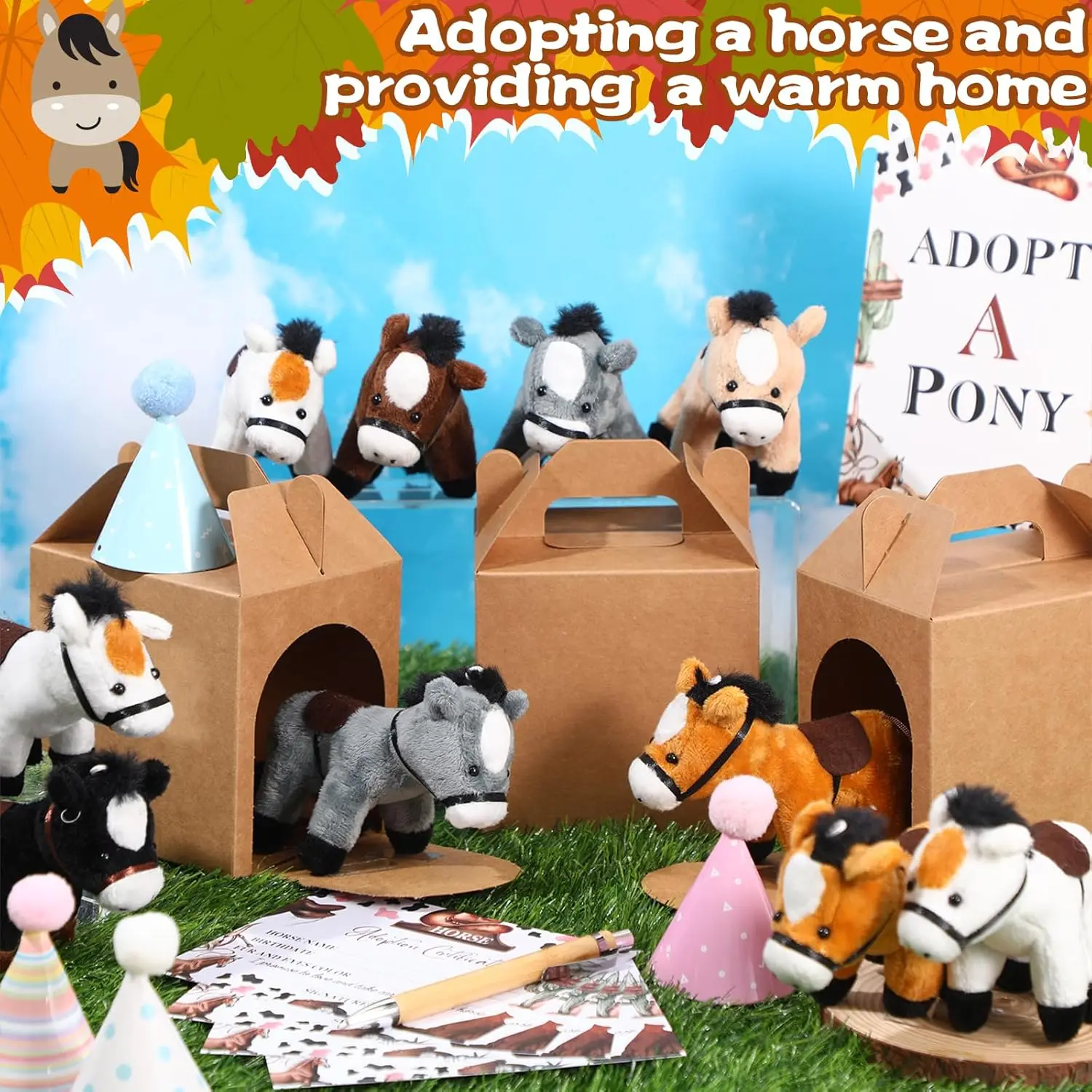 Caballo de peluche usado como decoración