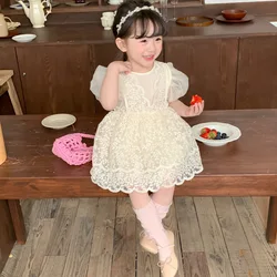Vestido de encaje MILANCEL para niña – Elegante manga corta verano
