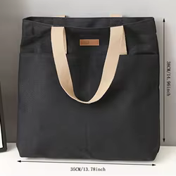 Bolso de lona de mano para mujer, sólido para libros y compras
