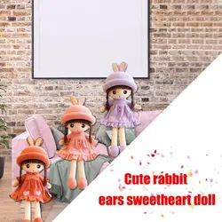 Muñeca bebé de trapo textil algodón con corazón y gorro para dormir