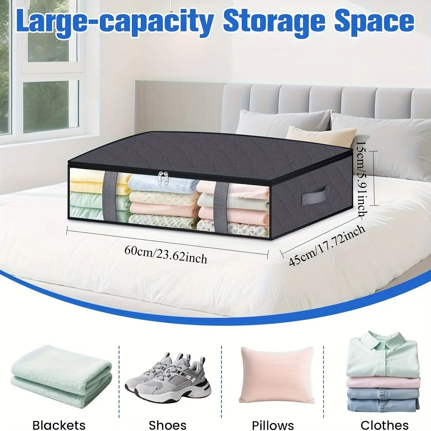 Contenedor debajo de la cama para guardar ropa, zapatos y mantas - imagen 3