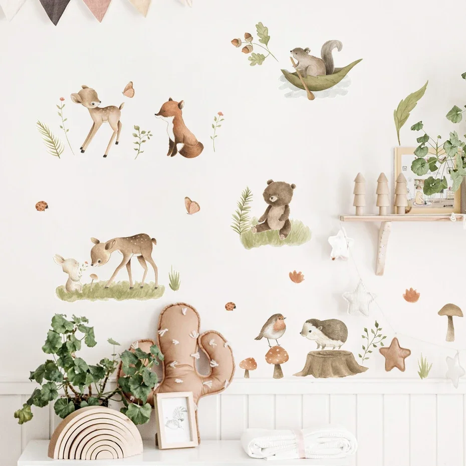 Pegatinas infantiles de animales acuarela removibles para pared