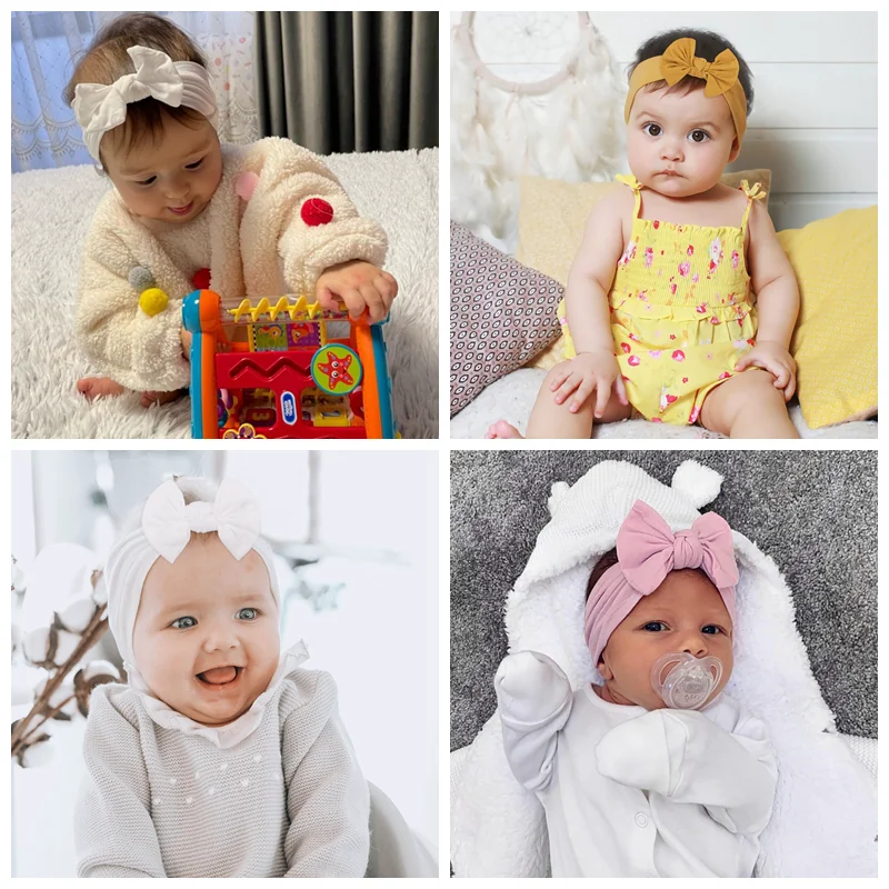 Diadema bebé ancha con lazo – Turbante elástico para niñas - imagen 5