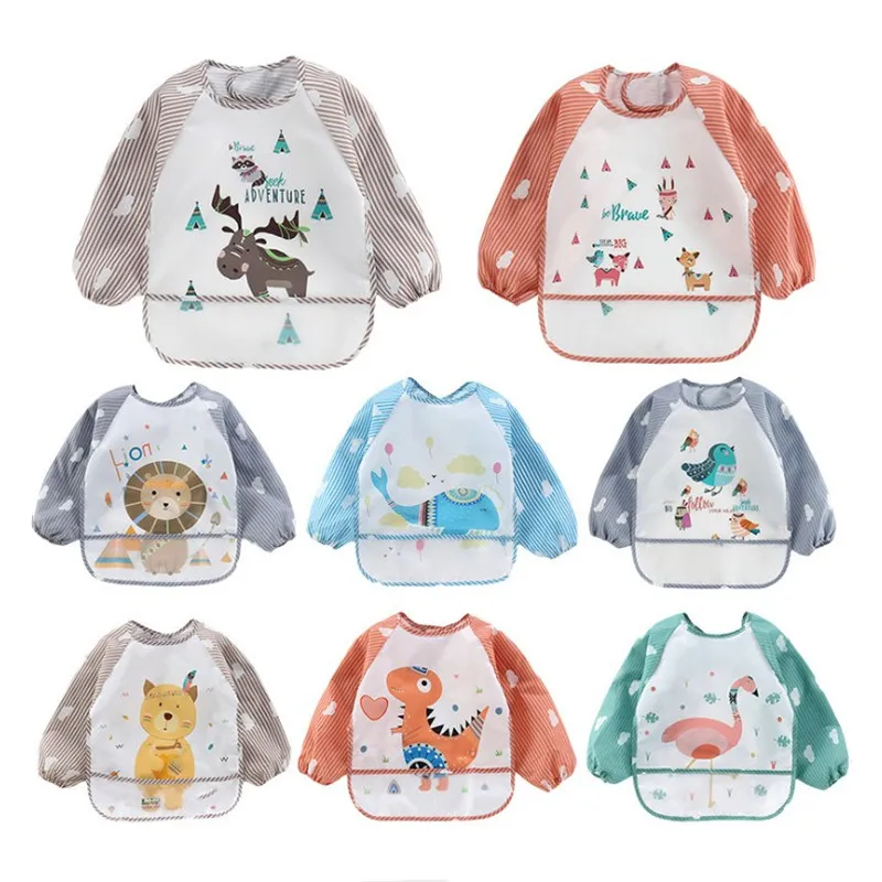 Babero impermeable con bolsillo recogecomidas para bebé