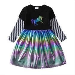 DXTON vestido de invierno a rayas manga larga para niña