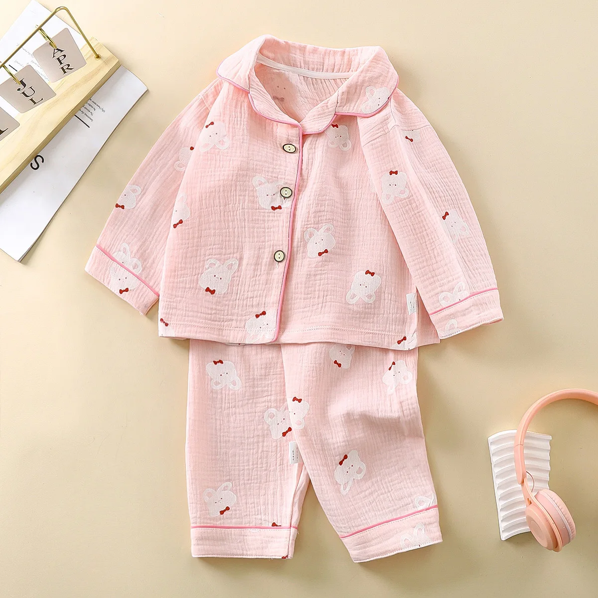 Pijama verano algodón transpirable con solapa para niños y niñas