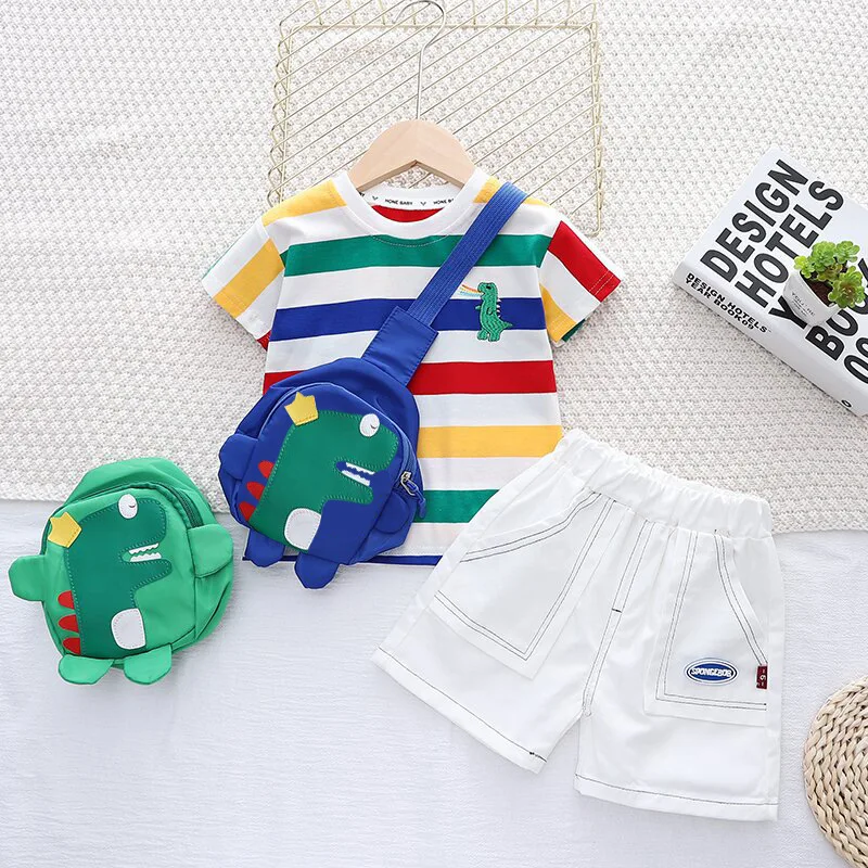 Conjunto de verano de algodón con pantalón corto y top a rayas - imagen 5