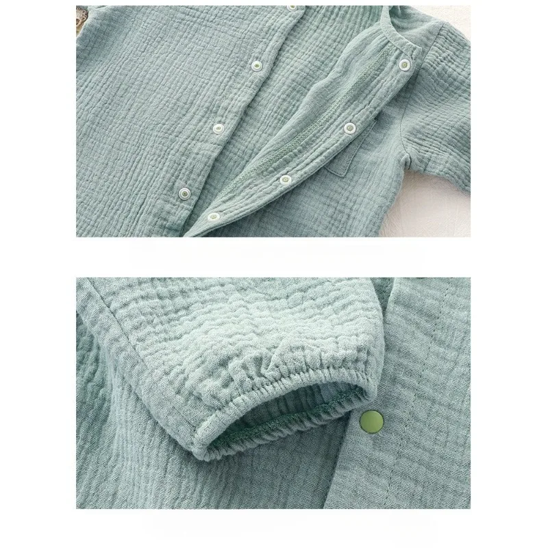 Pelele largo de algodón liso para bebé – Primavera y otoño nuevo